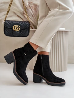 Dámské Botky Na Podpatku Zateplené Eko Semišové Černé Arkesia