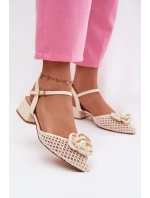 Dámské sandály na klínku s ozdobným detailem světle béžové Vionessa
