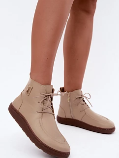 Dámské kožené barefoot polobotky s izolací Zazoo 3077 béžové