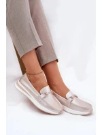 Dámské kožené mokasíny S.Barski – perlově růžové