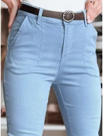Dámské kalhoty slim fit s páskem TAIRONIK modré FashionStreet UY2540