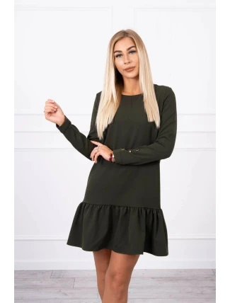 Šaty s khaki volánem