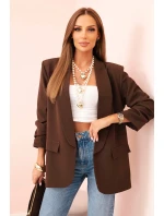 Elegantní sako s klopami hnědé