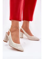 Dírové Sandály S Špičatými Špičkami Na Podpatku Sergio Leone SK163 Perlové