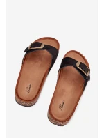 Dámské Pantofle S Přezkou Na Korkové Platformě Černé Zavira