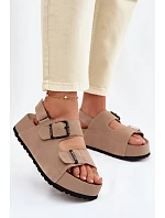 Semišové sandály na platformě Big Star TT274235 Béžové