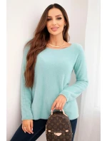 Svetr dámský z měkké pleteniny s kulatým výstřihem mátový