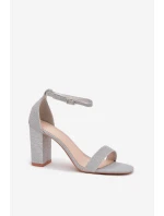 Lesklé Dámské Sandály Na Podpatku Stříbrné Kavina