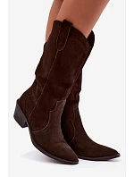Kožené cowboy boty z semišové kůže s vyhříváním na podpatku Hnědé Radley Kožené cowboy boty z semišové kůže s vyhříváním na podpatku Hnědé Radley
