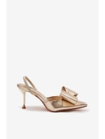 Lodičky s odkrytou patou a mašlí Eklevia – zlaté