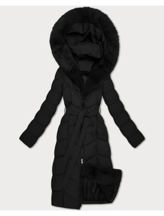 Černá dámská zimní bunda s kožešinovým panelem S'West (B8525-1)