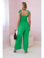 Overal na ramínka s volánkovým topem zelený Overal na ramínka s volánkovým topem zelený