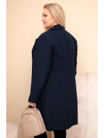 Dámský plášť Plus Size dlouhý s límcem a kapsami granátový