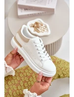 Nízké dámské tenisky na platformě z ekokůže bílo-bežové Nevelena