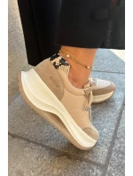 Dámské semišové tenisky na platformě Big Star RR274A345 HI-POLY SYSTEM Tmavě béžové