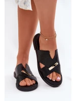 Dámské Pantofle Na Plochém Podpatku S Ozdobným Detalem Vinceza 17385 Černé Dámské Pantofle Na Plochém Podpatku S Ozdobným Detalem Vinceza 17385 Černé