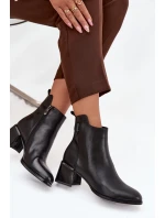 Dámské kožené kotníkové boty na podpatku vyhřívané černé Nolivra