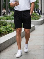 Pánské teplákové kraťasy se stahovacími šňůrkami, černé, FashionStreet SX2640 Pánské teplákové kraťasy se stahovacími šňůrkami, černé, FashionStreet SX2640