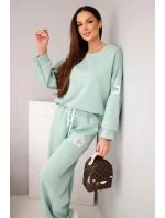 Dámská souprava máslíčko mikina + kalhoty tmavě mentolová