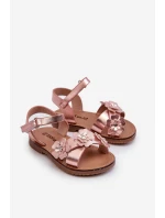 Dětské sandálky zdobené květy s suchým zipem růžové Fagossa