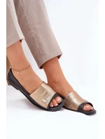 Kožené elegantní baleríny s odhalenými prsty Zazoo 1865 zlaté-černé