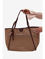Pletená taška typu shopper s přívěskem Velká hnědá Mella