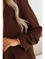 588-3 Dámské klasické sako s nabíranými rukávy - čokoládové