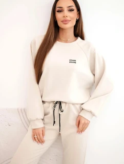 Dámský komplet z viskózy s mikinou a kalhotami béžový