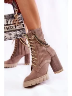 Semišové šněrovací boty Lewski Shoes 3244 / G Béžove