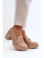 Dámské polobotky na masivním podpatku s ozdobou Beige Ranunca