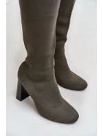 Kozáky Se Záplavou Po Kolena Na Podpatku Tmavě Zelené Esanira