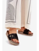 Dámské Pantofle Na Platformě S Přezkou A Hroty Černé Nusithia