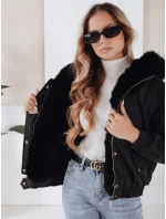 Dámská zimní bunda VESSADA krátká s kožešinou černá FashionStreet TY5059
