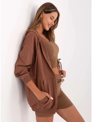 Hnědý dámský trojdílný komplet basic (7742)