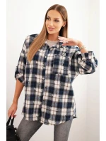 Dámská bavlněná kostkovaná košile s efektem obnošení modrá Dámská bavlněná kostkovaná košile s efektem obnošení modrá