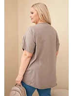 Dámská bavlněná halenka Plus Size s vyšívanými květinami fango Dámská bavlněná halenka Plus Size s vyšívanými květinami fango