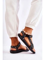 Dámské sandály na suchý zip černé Venna