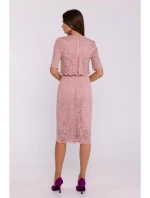 Krajkové šaty S379 pudrové - Moe