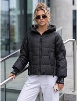 Dámská prošívaná bunda s kapucí, černá, FashionStreet TY5759