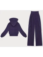 Dámský komplet ve švestkové barvě - mikina a kalhoty typu cargo (AMG-322A) Dámský komplet ve švestkové barvě - mikina a kalhoty typu cargo (AMG-322A)