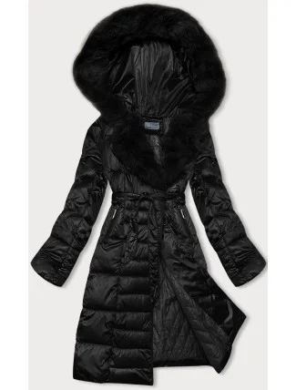 Černá dámská zimní bunda s páskem S'west (B8195-1) Černá dámská zimní bunda s páskem S'west (B8195-1)
