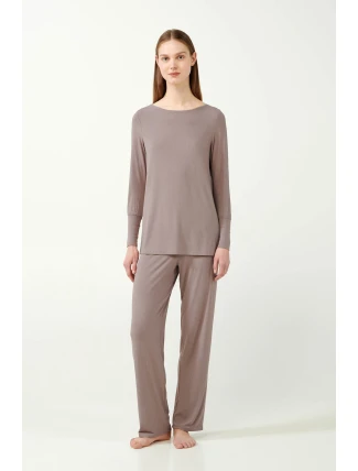 Vamp - Žebrované bambusové pyžamo s manžetovými rukávy 21175 - Vamp Vamp - Žebrované bambusové pyžamo s manžetovými rukávy 21175 - Vamp