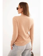 Svetr dámský alpaka s polo-výstřihem camelový