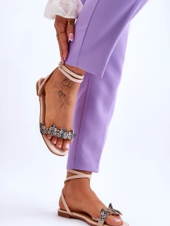 Dámské sandály s ozdobnými motýlky Béžove Jeane