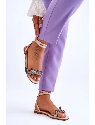 Dámské sandály s ozdobnými motýlky Béžove Jeane