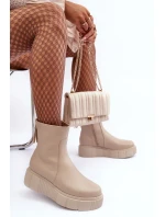 Dámské kožené boty na platformě Bežové Jenefer