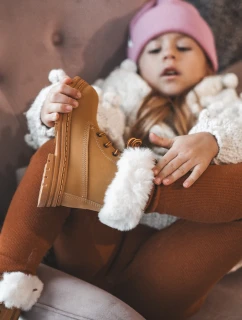 Dětské Trapery Botky na Zip s Kožešinou Camel Gerande