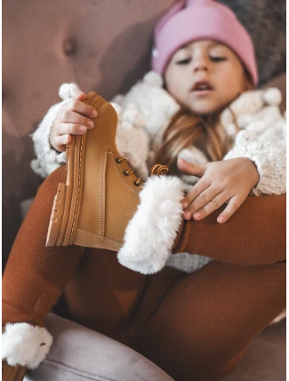 Dětské Trapery Botky na Zip s Kožešinou Camel Gerande