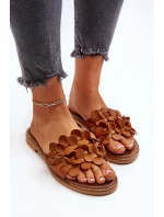 Zazoo 40381 Dámské Kožené Žabky Na Ploché Podrážce Hnědé