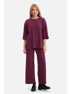 B300 Kalhoty z žebrového úpletu - švestka